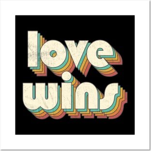 Retro Vintage Rainbow Love Wins Letters Distressed Style Posters and Art